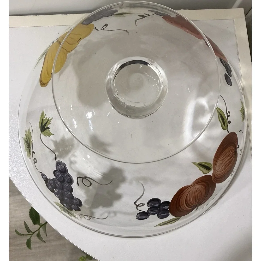 Vintage Victradco Hand Painted Fruit Grove Pedestal Bowl 9